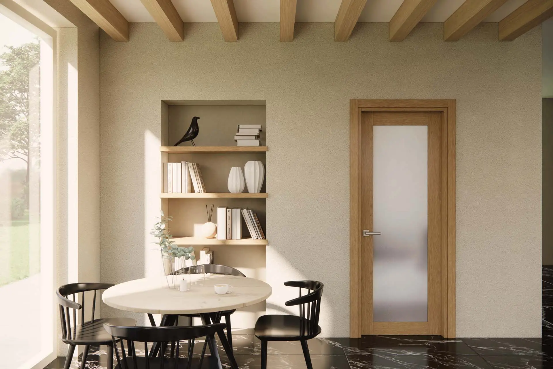 Sanremo A Vetro 3+3 Acidato Rovere Naturale Stipite Standard
